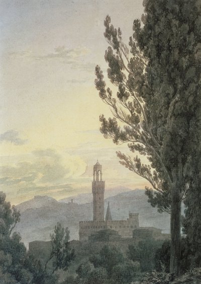 The Palazzo Vecchio from the Boboli Gardens, Florence by John Robert Cozens